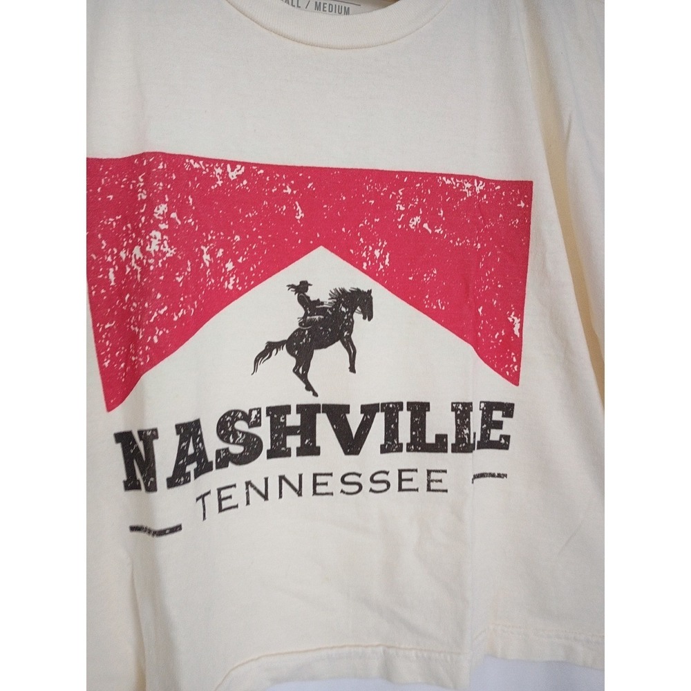 Vintage Nashville TN Golden Rose Crop Muscle Tee - Marlboro Style Cream S/M - Picture 2 of 9